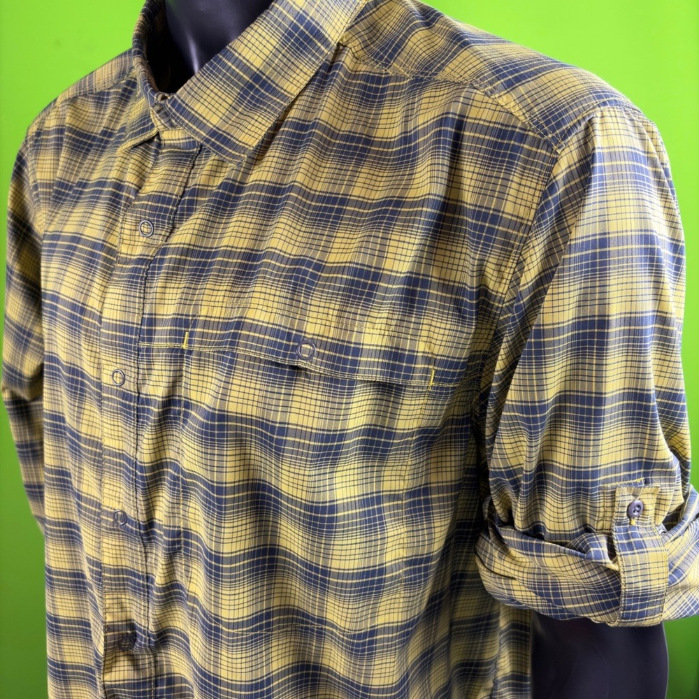 Swiss Tech Mens 2XL Yellow Plaid Long Sleeve Snap Button Down Shirt SM29Y082B